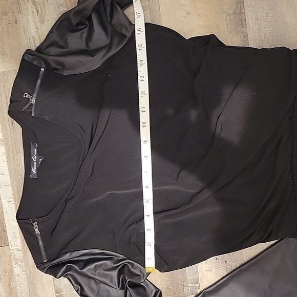 BLACK Dress | Kenneth Cole | Size 10 | Pleather Sleeves | Bubble Hemming - Picture 6 of 6